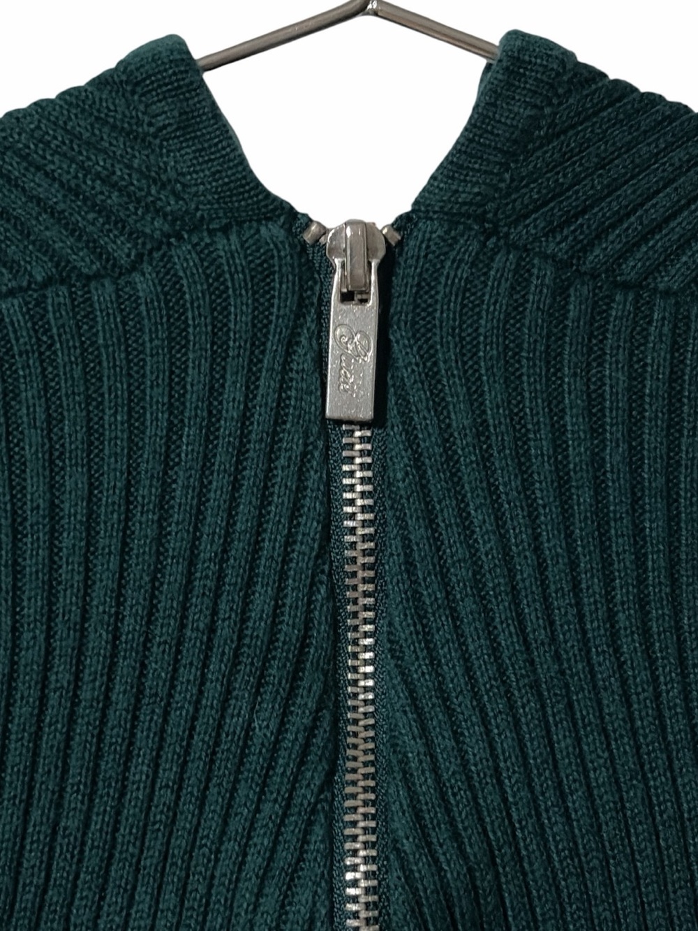 GUESS Ribbed Full-Zip Knit Cardigan Sweater - Dark Green